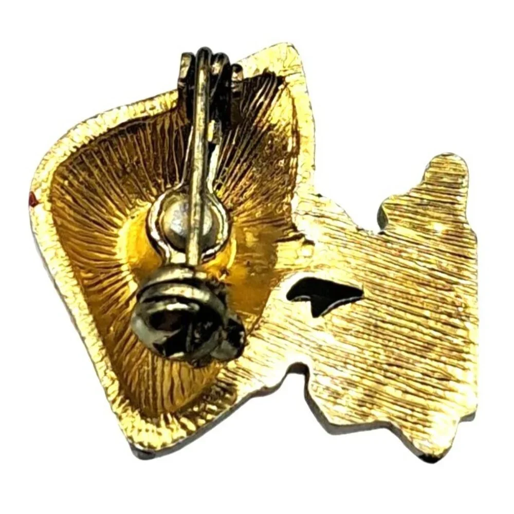 Vintage Painted Mushroom Brooch Pin Man playing Accordion Costume Jewelry‎